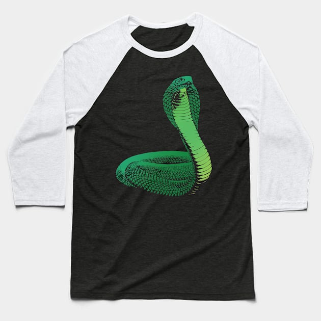 Green Cobra Scales Baseball T-Shirt by polliadesign